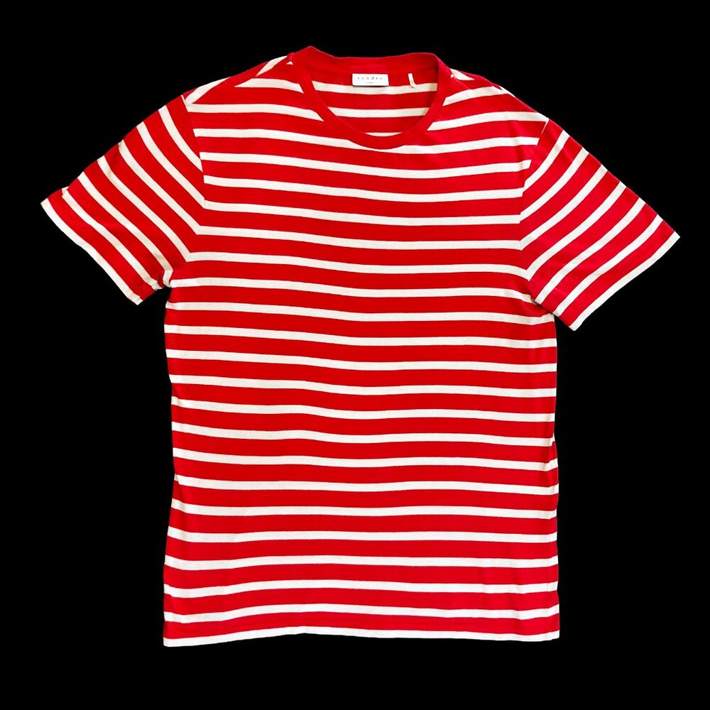 Sandro Red & White Striped Breton T-shirt Large